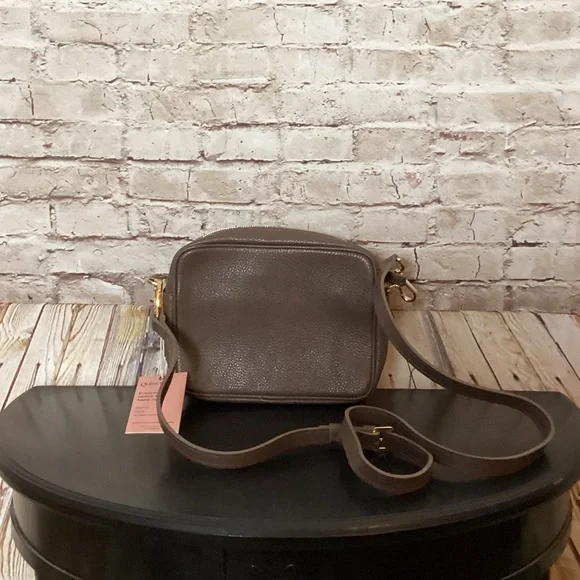 Quince taupe Italian leather crossbody purse